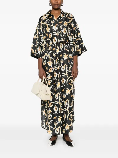 Nanushka Floral-print Silk Maxi Dress In Blue