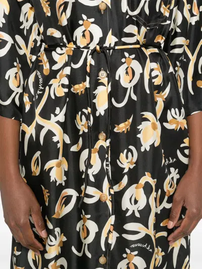 Nanushka Floral-print Silk Maxi Dress In Blue