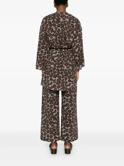 Nanushka Animal-print Blouse In Brown