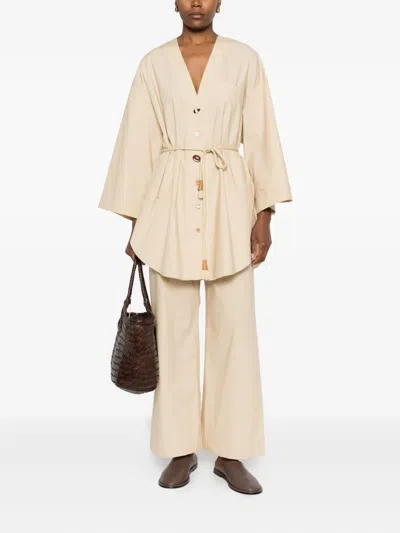 Nanushka Cotton Trousers In Neutral