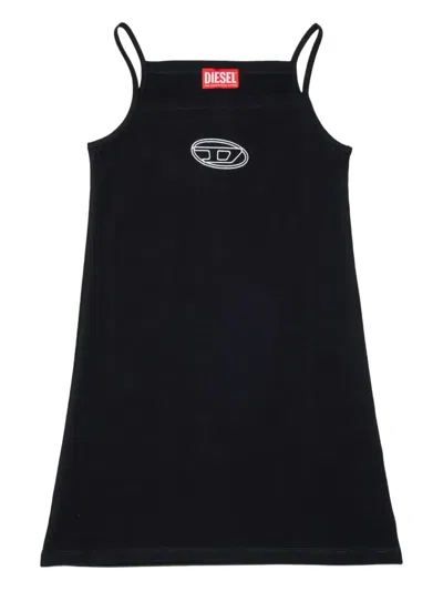 Diesel Logo-detail Square-neck Casual Dress In Black