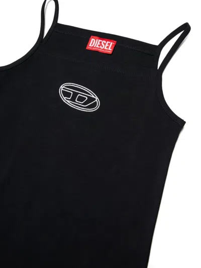 Diesel Logo-detail Square-neck Casual Dress In Black