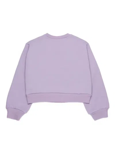 Marni Kids Purple Cotton Cropped Embroidered Logo Sweatshirt