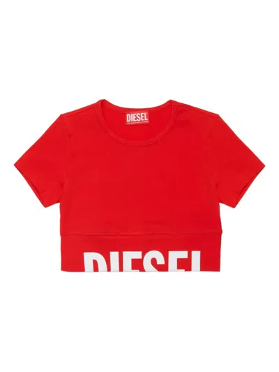 Diesel Logo-hem Crew-neck T-shirt In Red