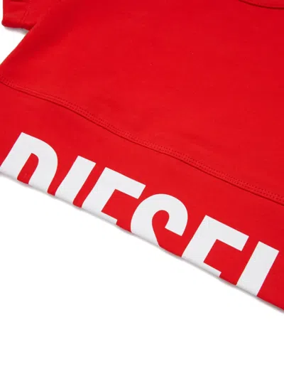 Diesel Logo-hem Crew-neck T-shirt In Red