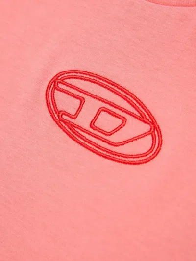 Diesel Tixan Oval-logo T-shirt In Pink