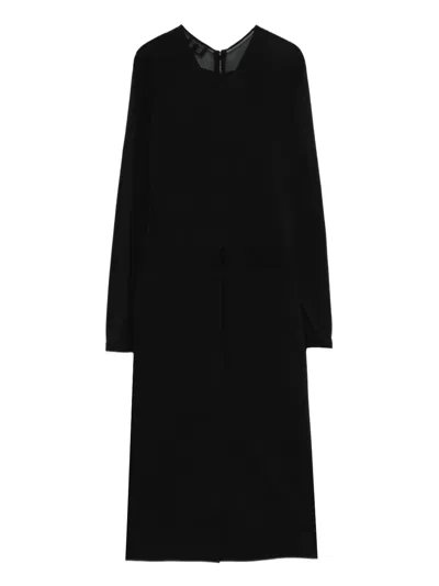 Giorgio Armani V-neck Midi Dress In Black