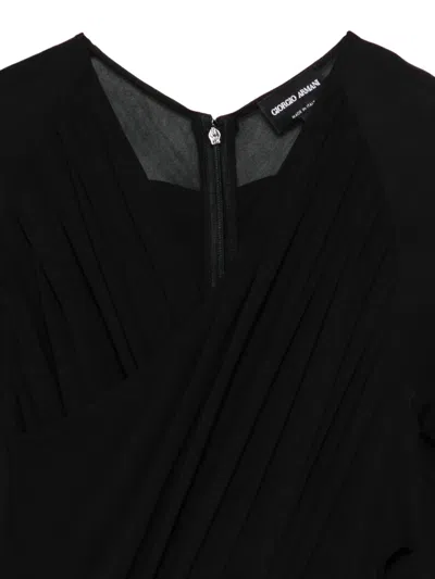 Giorgio Armani V-neck Midi Dress In Black