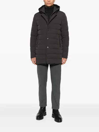 Duno Button Hooded Jacket In Black