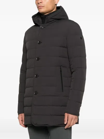 Duno Button Hooded Jacket In Black