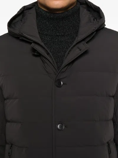 Duno Button Hooded Jacket In Black