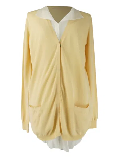 Pre-owned Bottega Veneta Layered Cardigan In Yellow