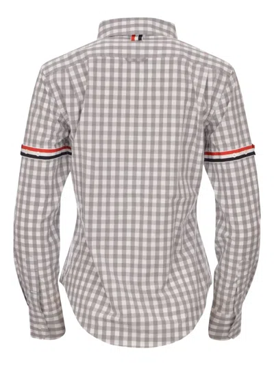 Thom Browne Long Sleeve Gingham Check Shirt In Gray