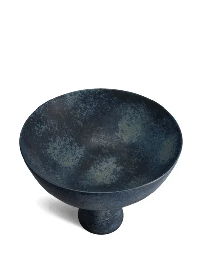 L'objet 8" Iron Terra Bowl On Stand In Blue