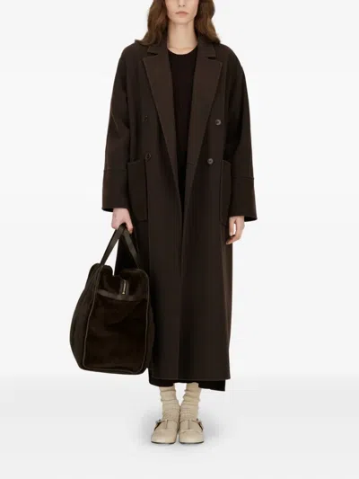 Herno Double-breasted Patch-pocket Coat In Brown