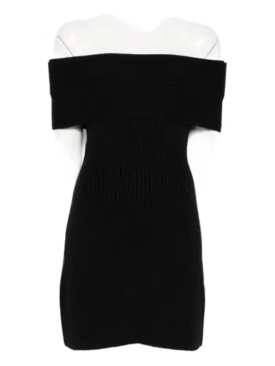Givenchy Off-the-shoulder Ribbed Knee Length Dress In Black
