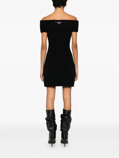 Givenchy Off-the-shoulder Ribbed Knee Length Dress In Black