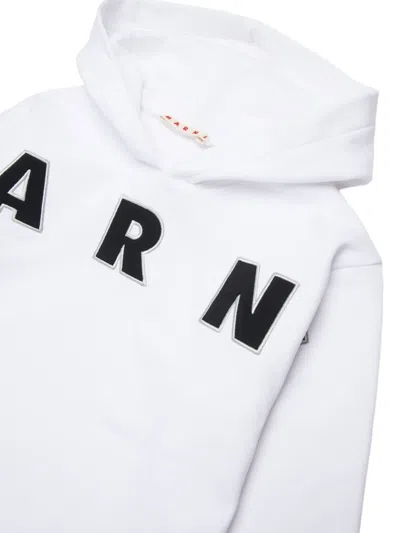 Marni Logo-embroidery Cotton Hoodie In White