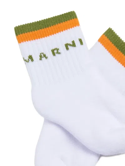 Marni Logo Socks In White