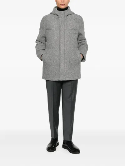 Manuel Ritz Hooded Coat In Gray