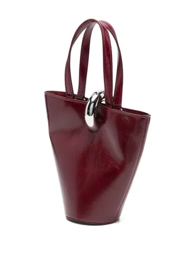 Jacquemus Trapezoidal Red Leather Handbag With Silver Detailing In Red