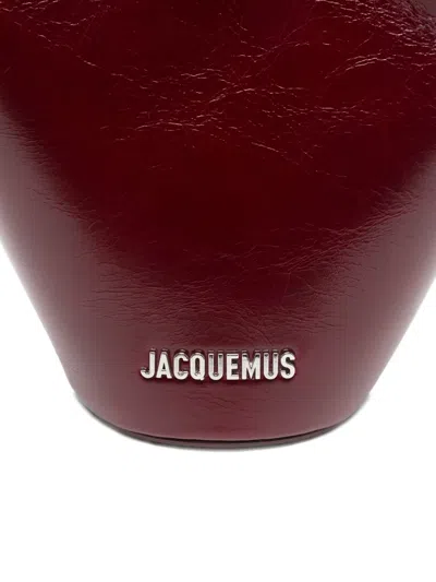 Jacquemus Trapezoidal Red Leather Handbag With Silver Detailing In Red