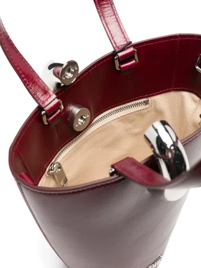 Jacquemus Trapezoidal Red Leather Handbag With Silver Detailing In Red