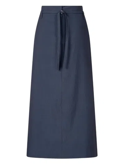 Studio Tomboy Ripstop Belted Long Skirt In Blue