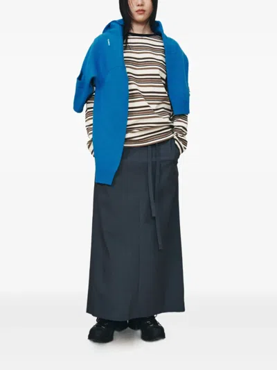 Studio Tomboy Ripstop Belted Long Skirt In Blue