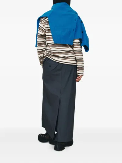 Studio Tomboy Ripstop Belted Long Skirt In Blue