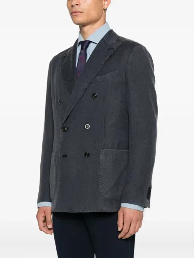 Boglioli Tailored Blazer With Peak Lapels And Pockets In Gray