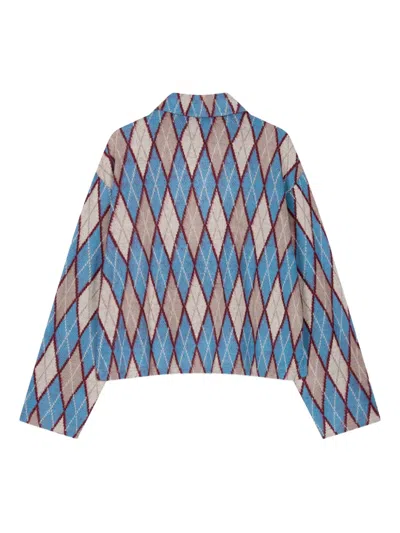 Studio Tomboy Argyle-pattern Polo Top In Blue