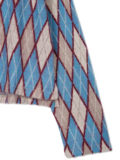 Studio Tomboy Argyle-pattern Polo Top In Blue