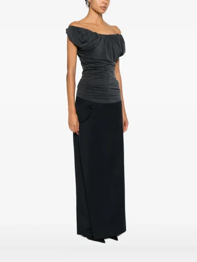 Vivienne Westwood Off-the-shoulder Velvet Top Short Sleeves In Black