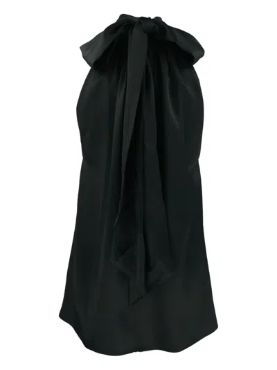 Pre-owned Saint Laurent Halterneck Bow-detail Top In Black