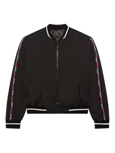 Gcds Zip-up Logo-stripe Jacket In Black
