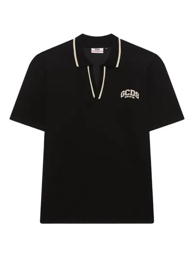 Gcds V-neck Polo Shirt In Black
