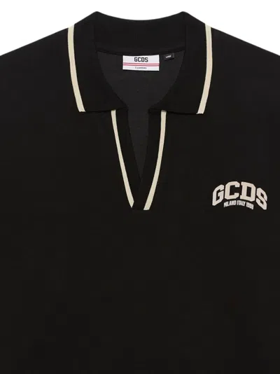 Gcds V-neck Polo Shirt In Black