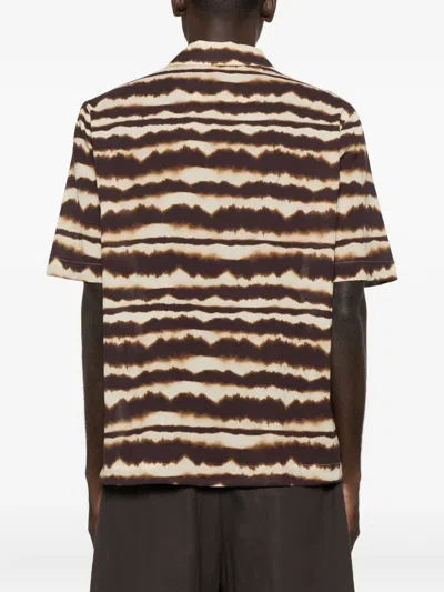 Nanushka Striped Short-sleeve Shirt In Brown