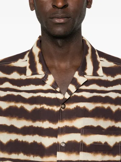 Nanushka Striped Short-sleeve Shirt In Brown