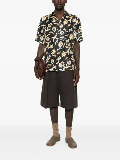 Nanushka Floral-print Short-sleeve Shirt In Black