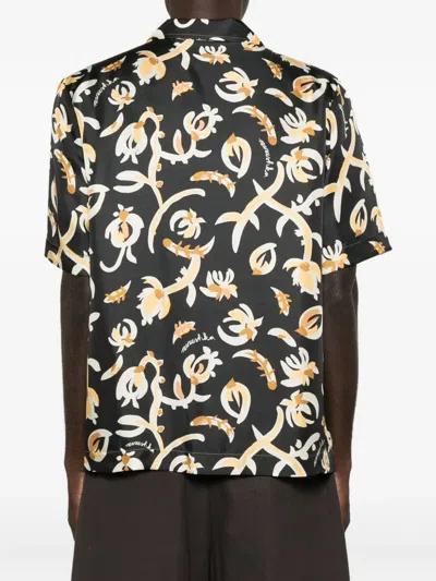 Nanushka Floral-print Short-sleeve Shirt In Black