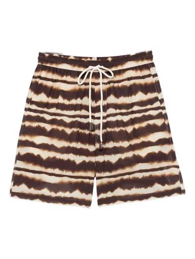 Nanushka Tie-dye Stripe Shorts In Brown