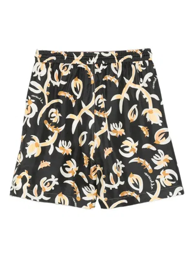 Nanushka Floral-print Shorts In Black