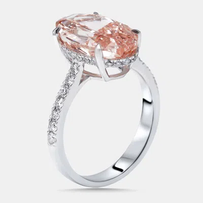 Pre-owned The Diamond Edit 5.5 Cts Pink Oval Round Lab Grown Diamonds 18k White Gold Ring Size 53