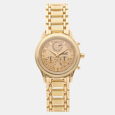 Pre-owned Piaget Haute Complications G0a19093 Champagne Quartz 18k Yellow Gold Men's Wristwatch 29 M