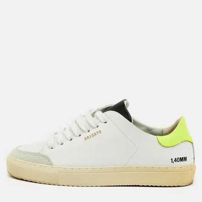 Pre-owned Axel Arigato White/neon Leather Clean 90 Low Top Sneakers Size 36