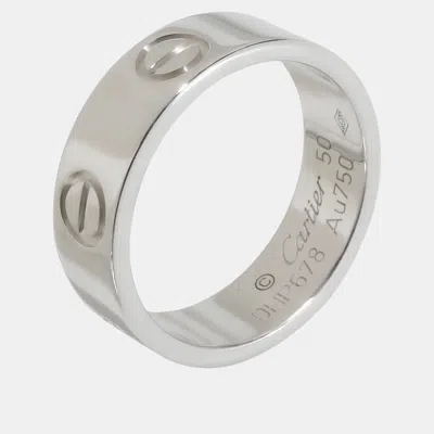 Pre-owned Cartier Love 18k White Gold Band Ring Eu 50