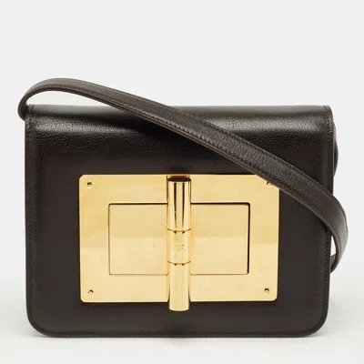 Pre-owned Tom Ford Dark Brown Leather Small Natalia Crossbody Bag