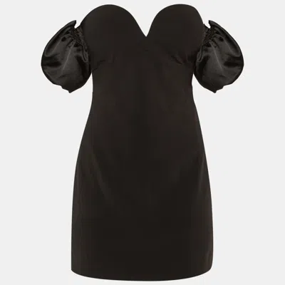 Pre-owned Ronny Kobo Black Crepe Andrea Off-the-shoulder Mini Dress M